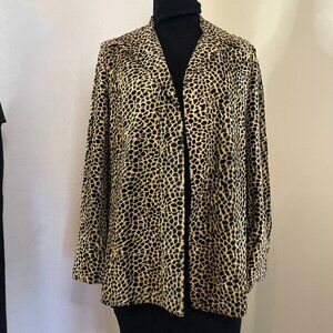 Vintage 1960s open front leopard print faux fur jacket